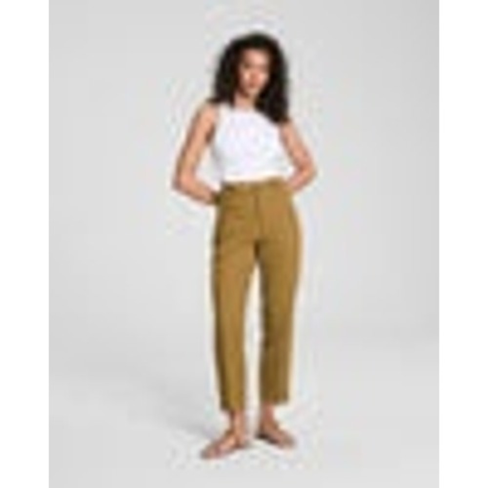 SPANX Supersmooth Stretch Twill Slim Straight Pant Flax Tan Brown Womens Size L